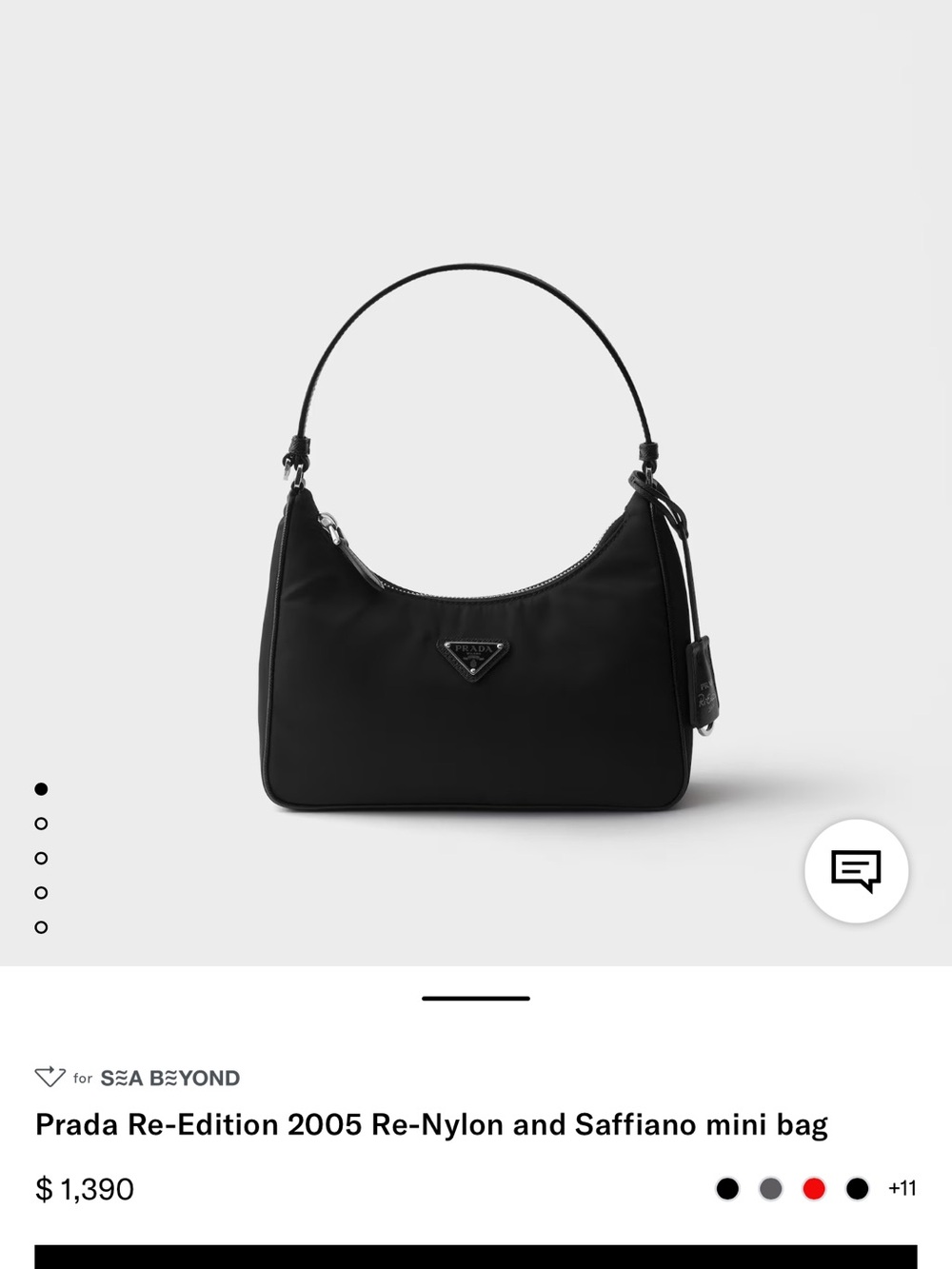 Authentic Prada Black Re-Edition 2005 Nylon Bag with Triangle Logo & Box